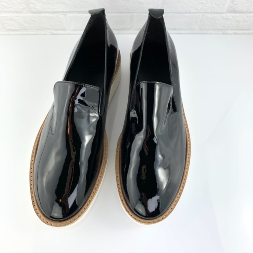 Vince Sanders Patent Leather Loafers Shoes Black Size 8